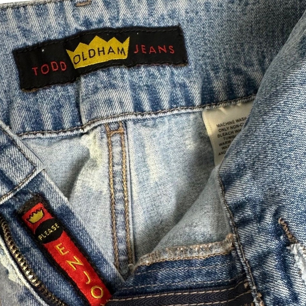 Todd‎ Oldham Jeans Flare Women Size 7 Light Wash Blue Denim Mid Rise 90s Crown - Picture 5 of 10